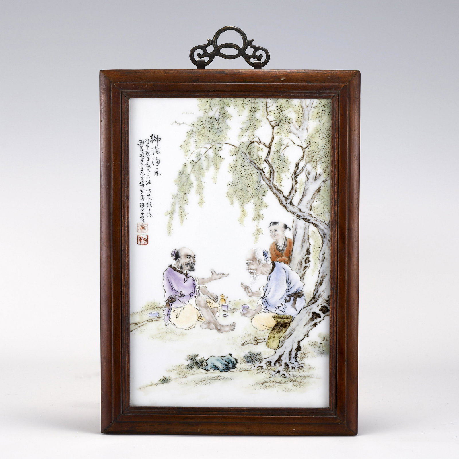 WANG QI FAMILLE ROSE FRAMED PORCELAIN PLATE (1 of 10)