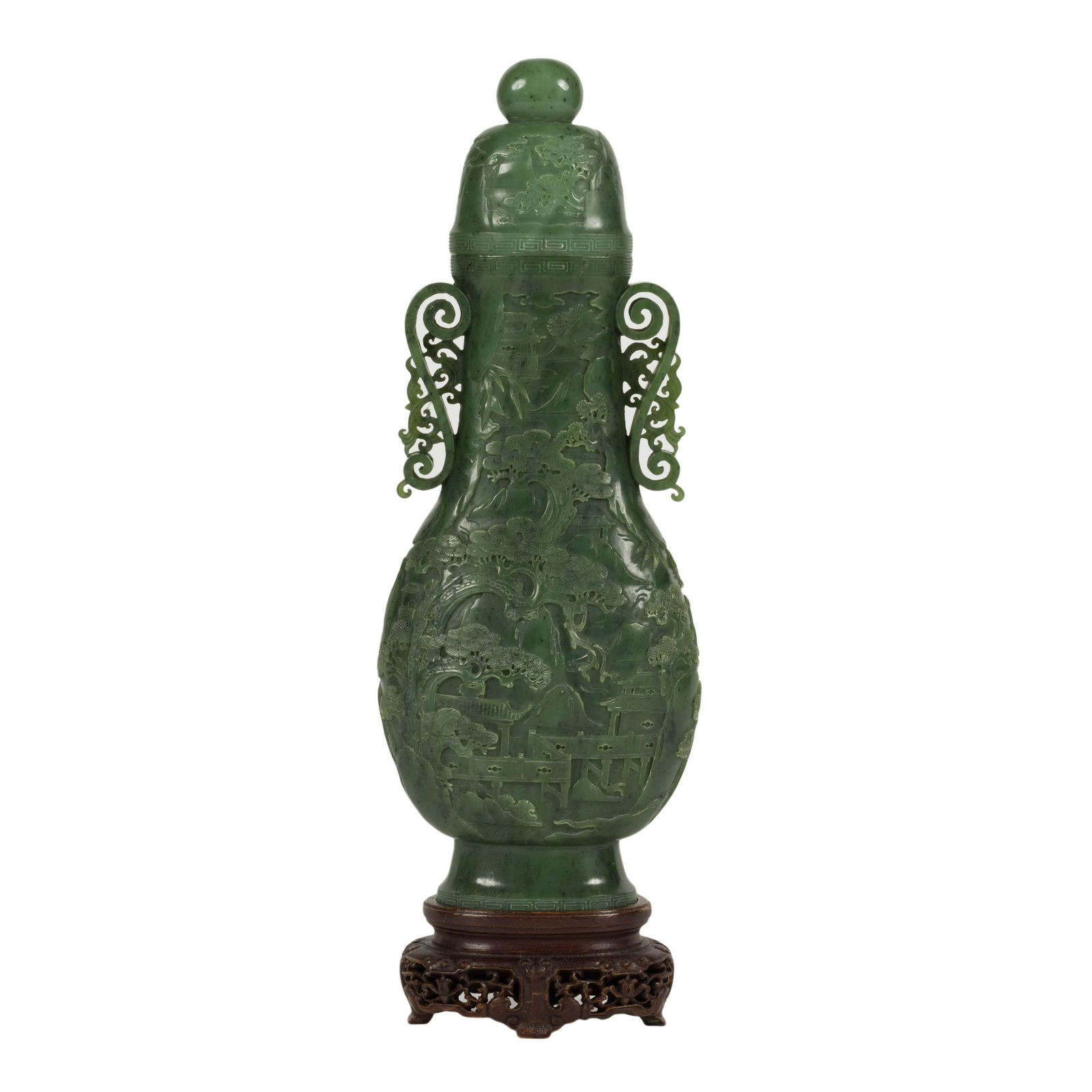QING JADE VASE JADE VASE WITH MATCHING COVER (1 of 4)