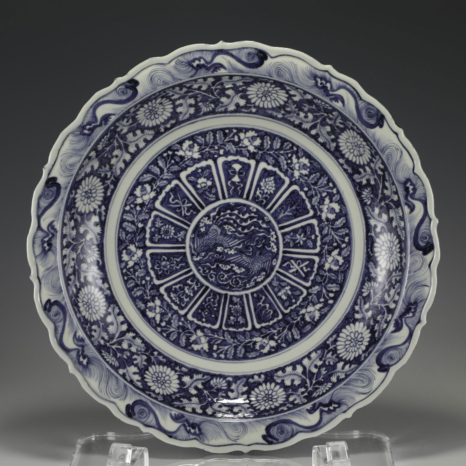 YUAN BLUE & WHITE SCALLOPED RIM CHARGER (1 of 10)