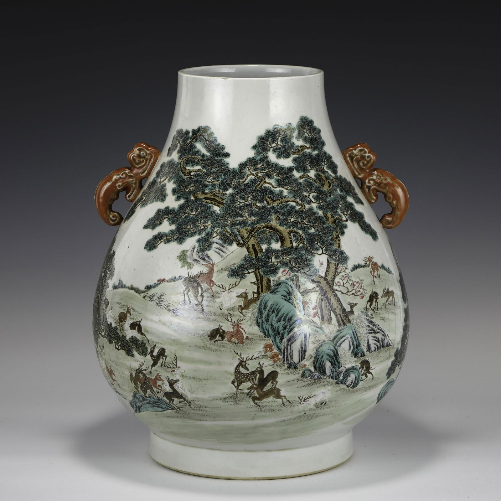 QING AMILE ROSE HUNDRED DEER ZUN VASE (1 of 11)