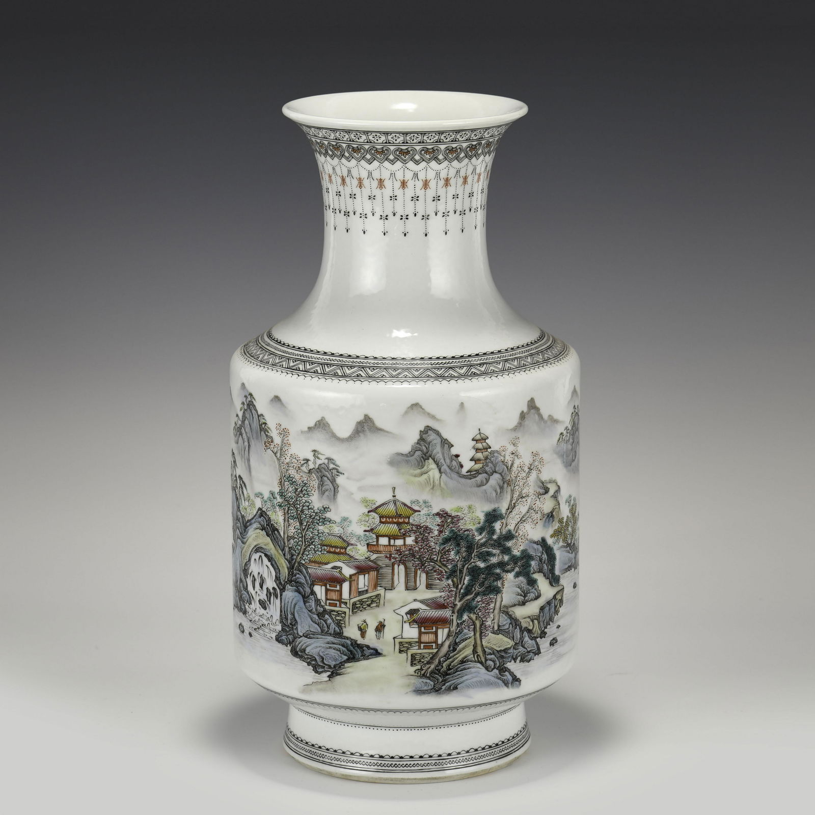 ZHANG ZHITANG FAMILLE ROSE LANDSCAPE LARGE VASE (1 of 10)