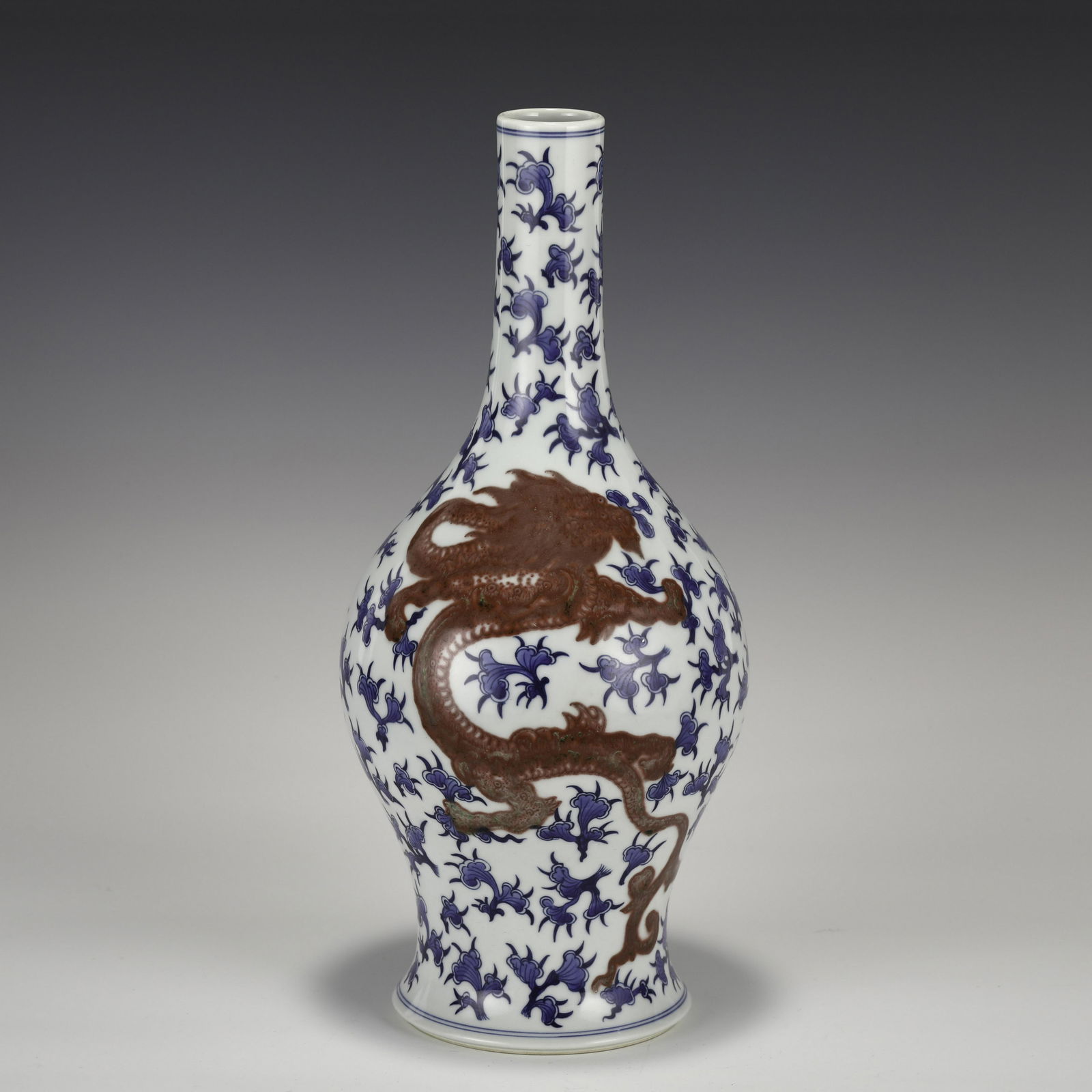 YONGZHENG BLUE & WHITE UNDERGLAZE RED WILLOW VASE (1 of 9)