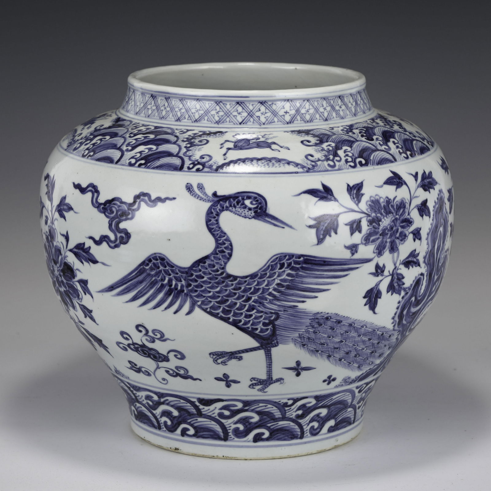 MING BLUE & WHITE PHOENIX JAR (1 of 9)