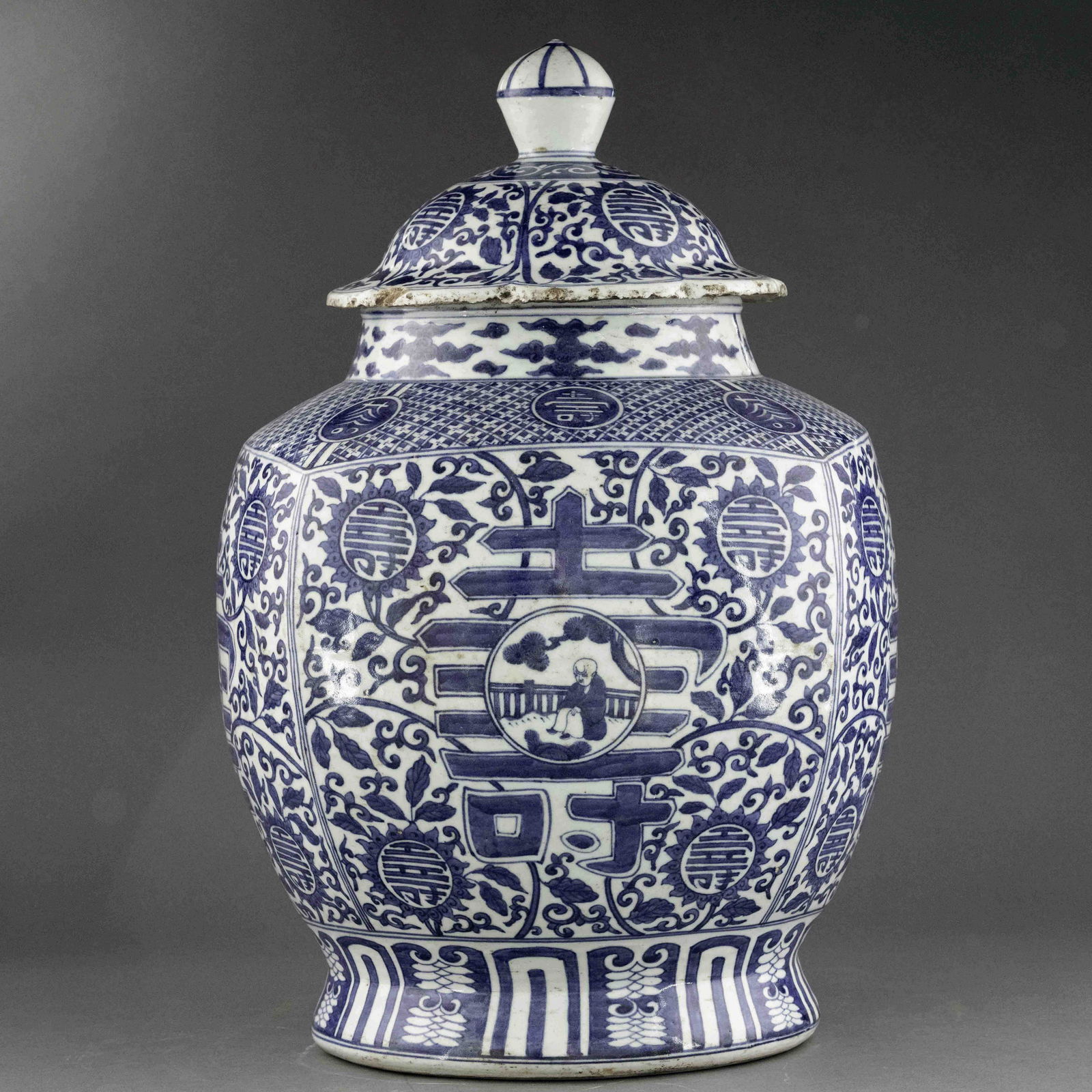 MING JIAJING BLUE & WHITE LONGEVITY SHOU WRAPPED FLORAL (1 of 11)