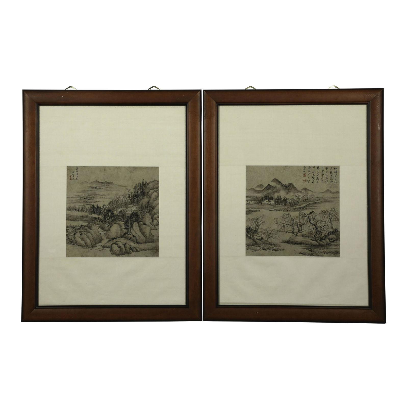 PAIR WANG HUI FRAMED LANDSCAPE  PAINTING (1 of 7)