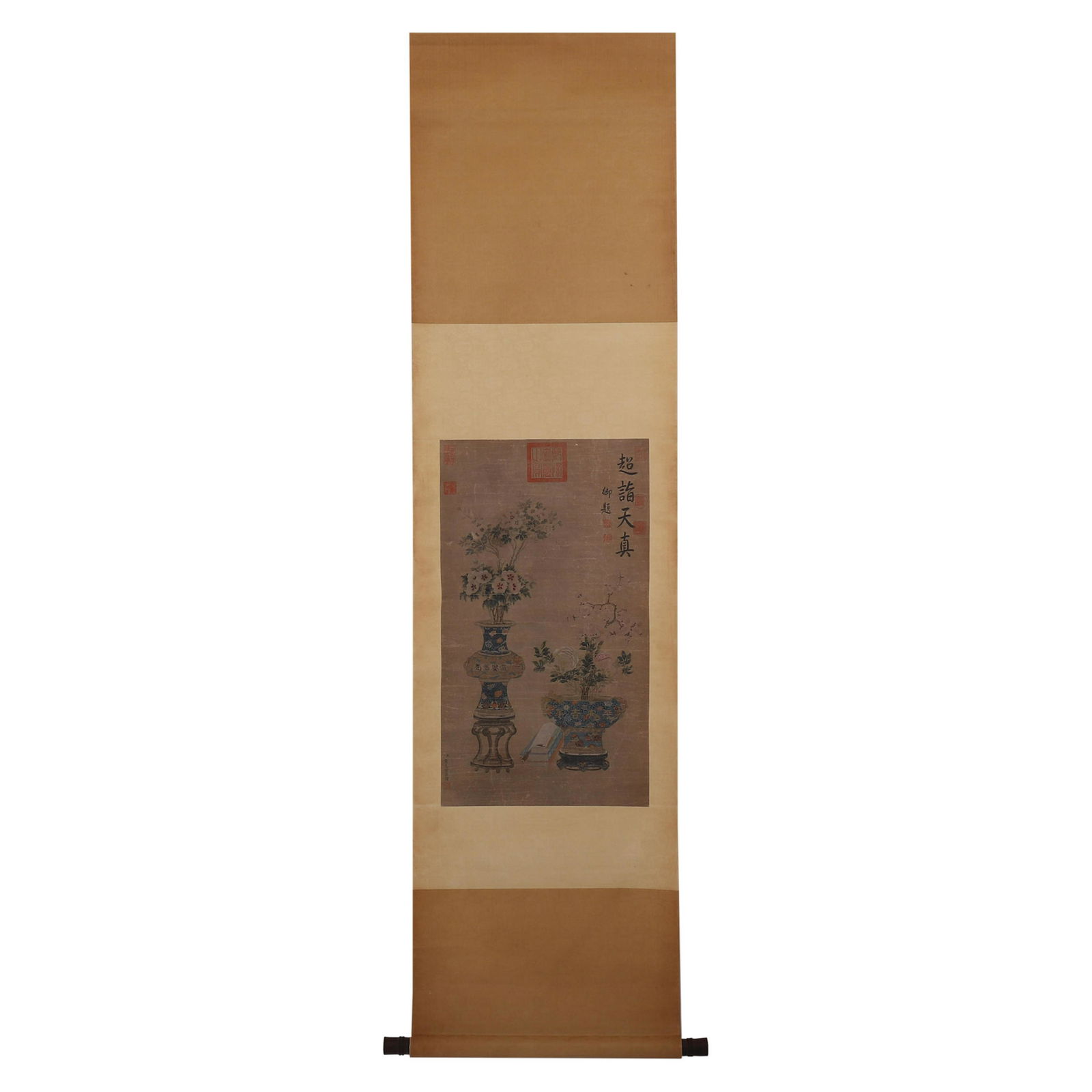 JIANG TINGXI SIGNED FLOWER VASES PAINTING SCROLL (1 of 7)