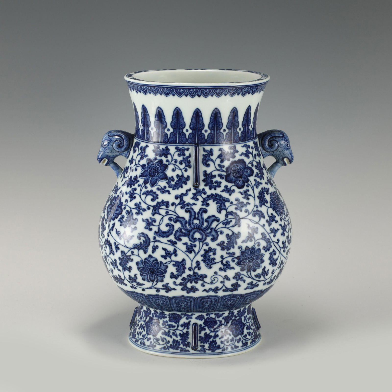 QING QIANLONG BLUE & WHITE SHEEP HEAD VASE (1 of 10)