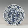 MING BLUE & WHITE FLORAL PLATE