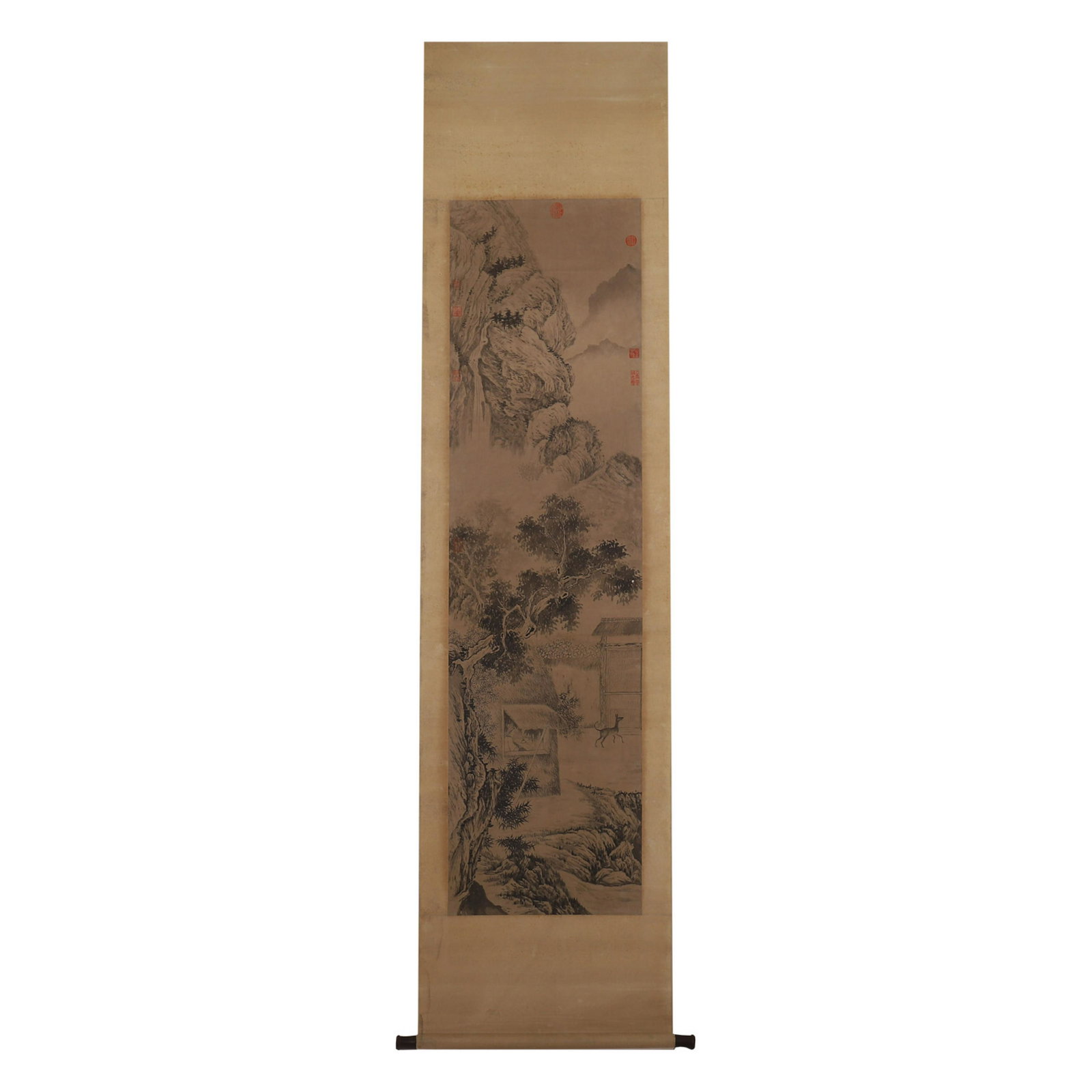 QING WATERSIDE LANDSCAPE CHINESE TRADITIONAL PAINTING SCROLL (1 of 9)