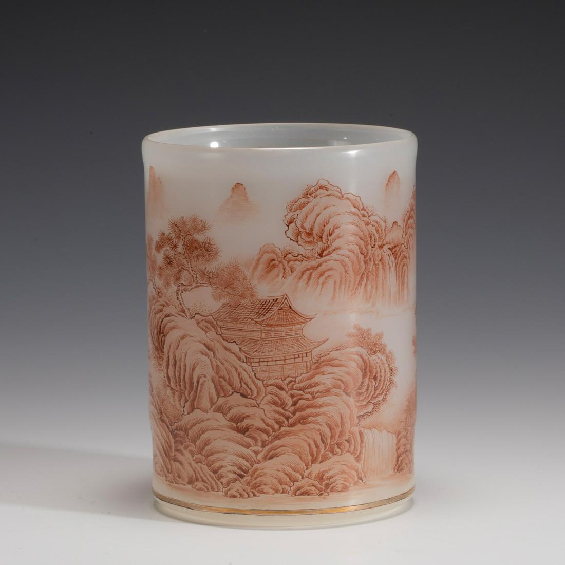 QING QIANLONG BEIJING GLASS BRUSH POT (1 of 9)