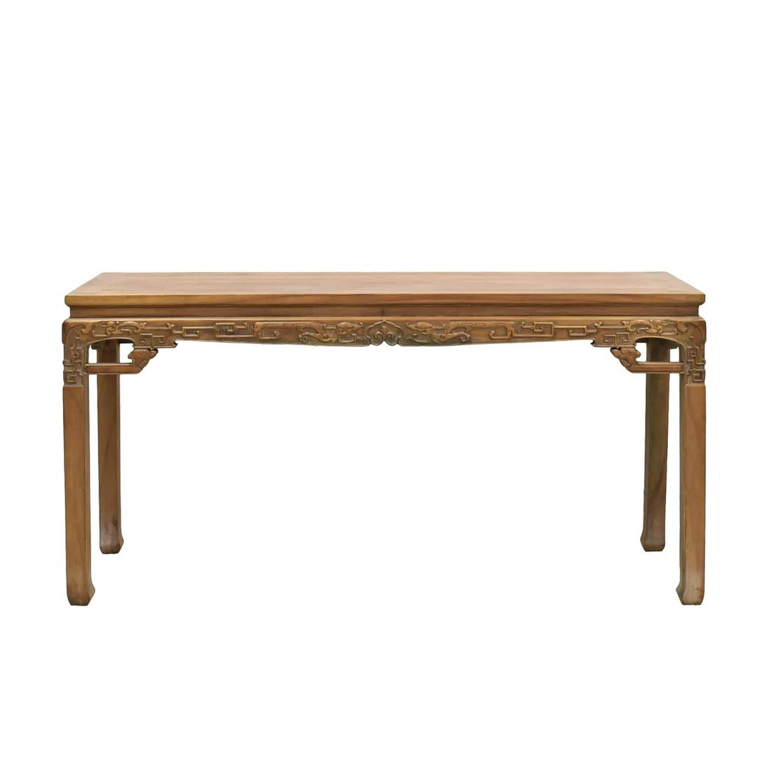 CHINESE HUANGHUALI CARVED WAISTED TABLE (1 of 8)