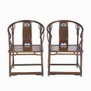 PAIR HUANGHUALI HORSESHOE ROUND ARMCHAIRS