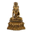 MING GILT BRONZE & TURQUOISE RATNASAMBHAVA BUDDHA