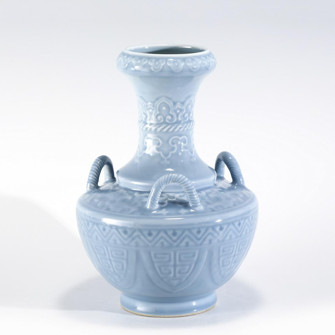 QING QIANLONG SKY BLUE GLAZED VASE (1 of 9)
