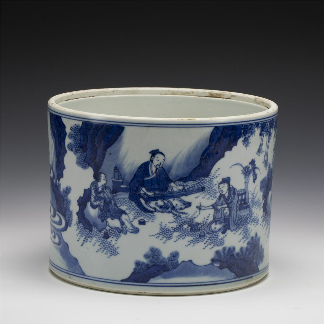 QING BLUE & WHITE BRUSH POT (1 of 8)