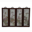 SET OF 4 CHENGYI FRAMED PORCELAIN PAINTINGS