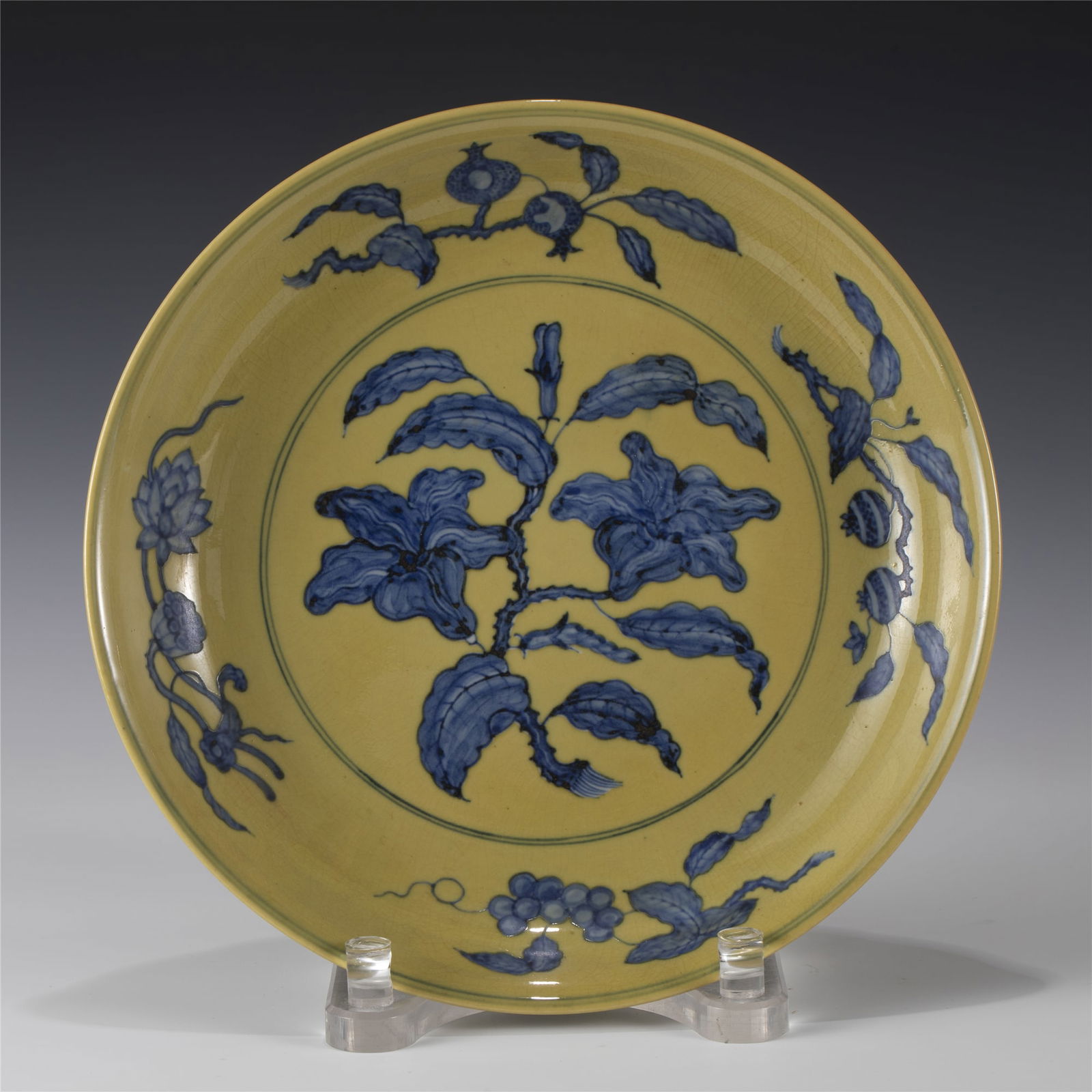 MING XUANDE BLUE & WHITE YELLOW GLAZED DISH (1 of 10)