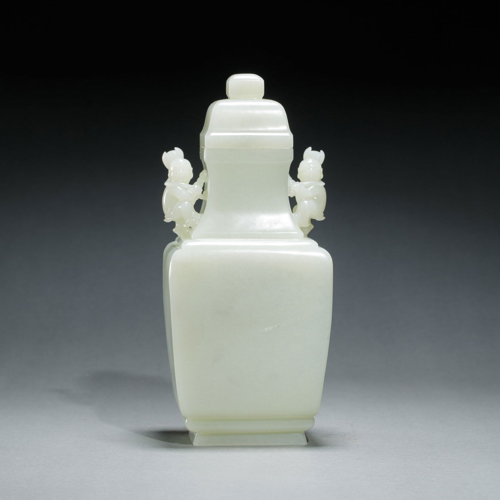 HETIAN JADE QILIN HANDLES LIDDED VASE (1 of 10)