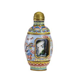 ENAMEL TURNING HEART SNUFF BOTTLE