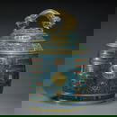 DOUBLE HEADED DRAGON GILT BRONZE CLOISONNE BELL