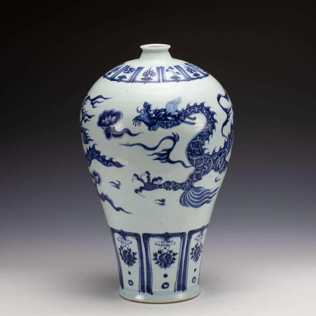 YUAN BLUE & WHITE DRAGON MEIPING PLUM JAR (1 of 8)