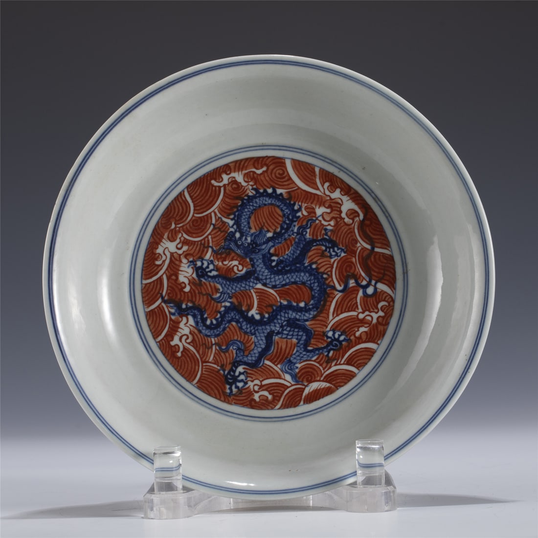 MING XUANDE BLUE & WHITE ALUM RED PLATE (1 of 10)