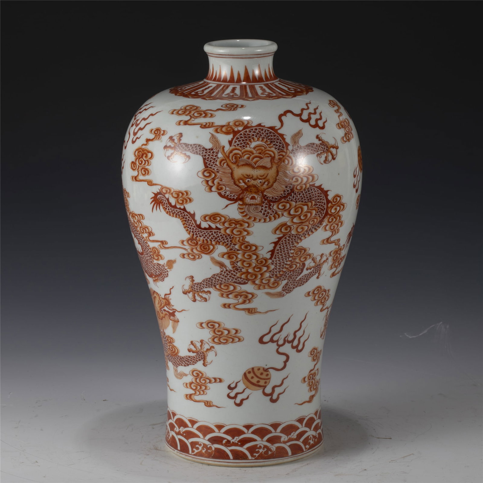QING KANGXI ALUM RED DRAGON PLUM VASE (1 of 8)