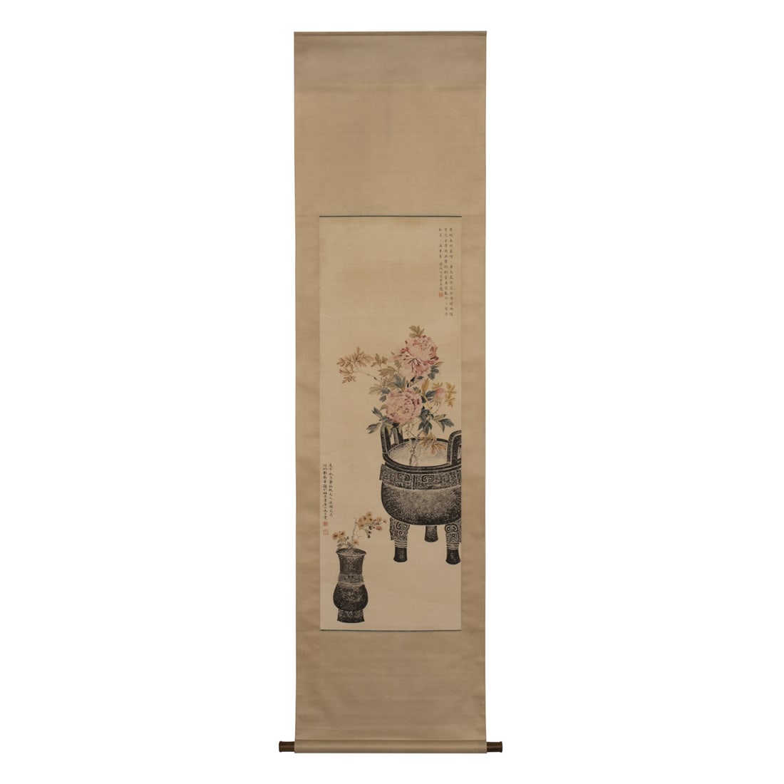 WU HUFAN AND PAN JINGSHU FLOWERS SCROLL PAINTING (1 of 5)
