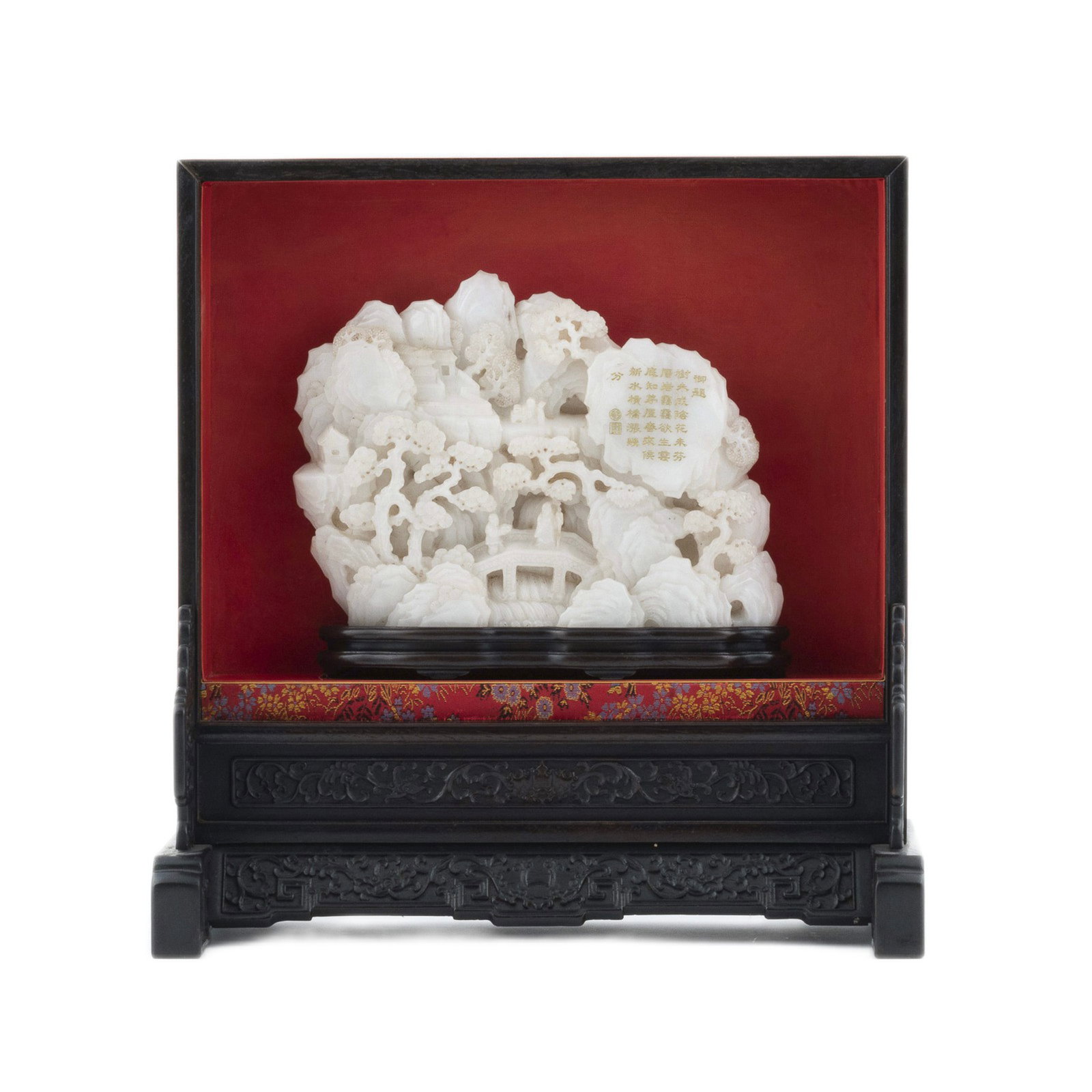 WHITE JADE MOUNTAIN IN HARDWOOD DISPLAY BOX (1 of 8)