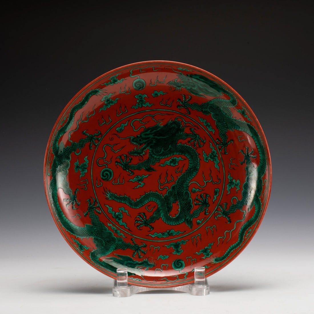 KANGXI RED & GREEN DRAGON PLATE (1 of 10)