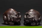 PAIR CHINESE BRONZE MYTHICAL BEASTS