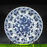 MING XUANDE BLUE & WHITE DRAGON PLATE