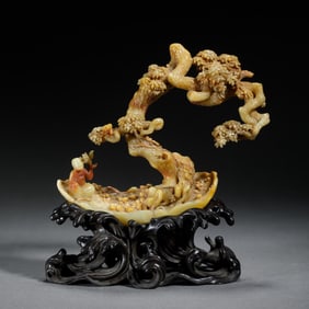 A SHOUSHAN STONE CARVING ORNAMENT