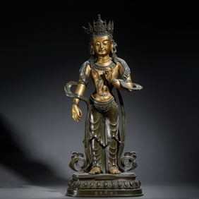 A BRONZE BUDDHA STATUE