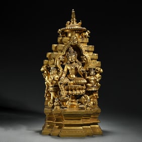 TIBETAN BUDDHIST GILDED BRONZE STATUE