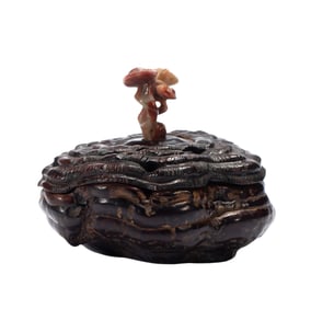 EXQUISITE WOOD - CARVED INCENSE BOX IN GANODERMA SHAPE