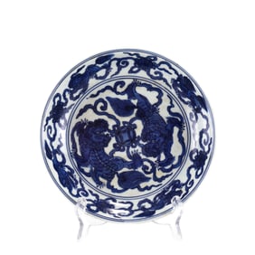 MING WANLI BLUE & WHITE PLATE
