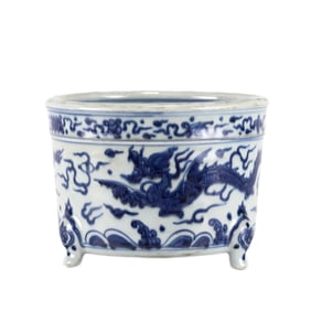 MING BLUE & WHITE INCENSE BURNER