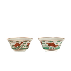 QING RED AND GREEN GLAZED FISH BOWL