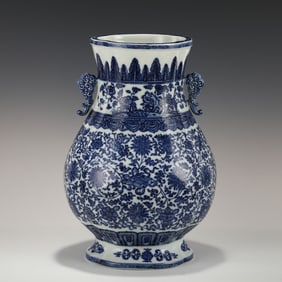 QIANLONG BLUE & WHITE AMPHORA ZUN VASE