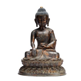 A BRONZE BUDDHA STATUE