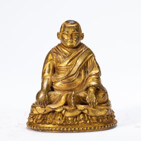 GILDED BRONZE STATUE OF A BUDDHIST SPIRITUAL MASTER