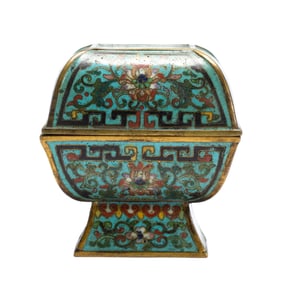 A CLOISONNE SQUARE BOX