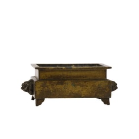 RECTANGULAR BRONZE INCENSE BURNER WITH BEAST - HEADED EARS