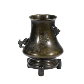COPPER VASE WITH ANIMAL MOTIFS