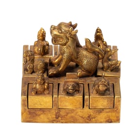 EXQUISITE GILDED - COPPER AUSPICIOUS - BEAST - SHAPED SEAL SET