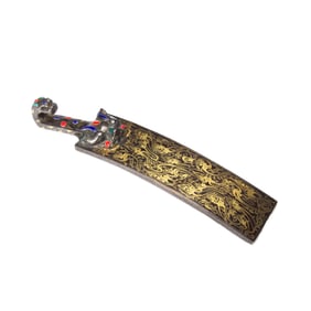 BRONZE BELT HOOK INLAID WITH GOLD, SILVER AND GEMSTONES