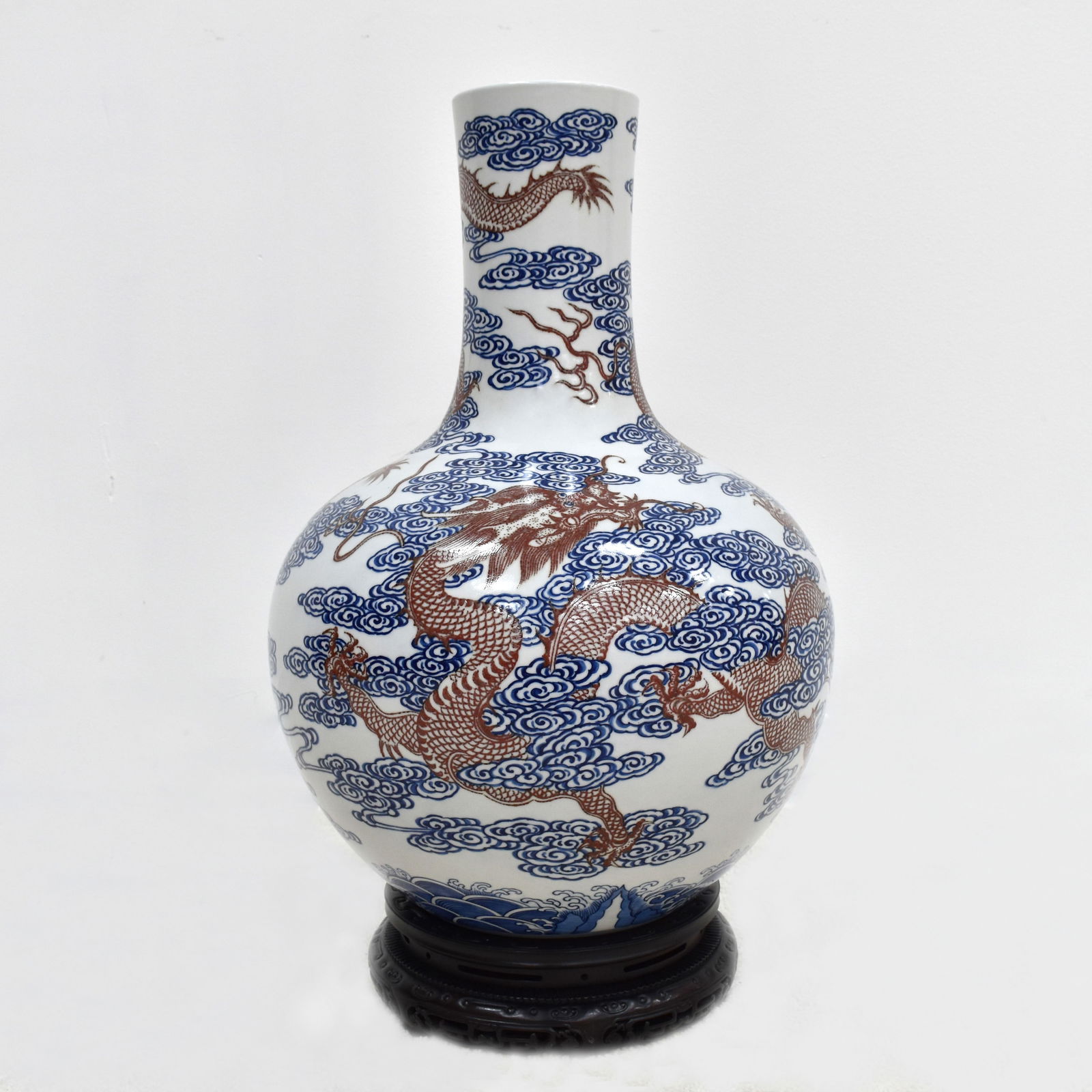 YONGZHENG BLUE & RED DRAGON CELESTIAL VASE ON STAND (1 of 11)