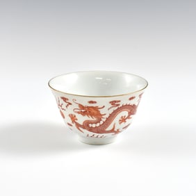QIANLONG RED DRAGON PORCELAIN BOWL