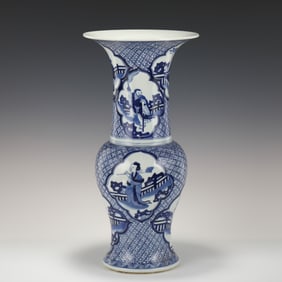 QING BLUE & WHITE GU FLOWER VASE